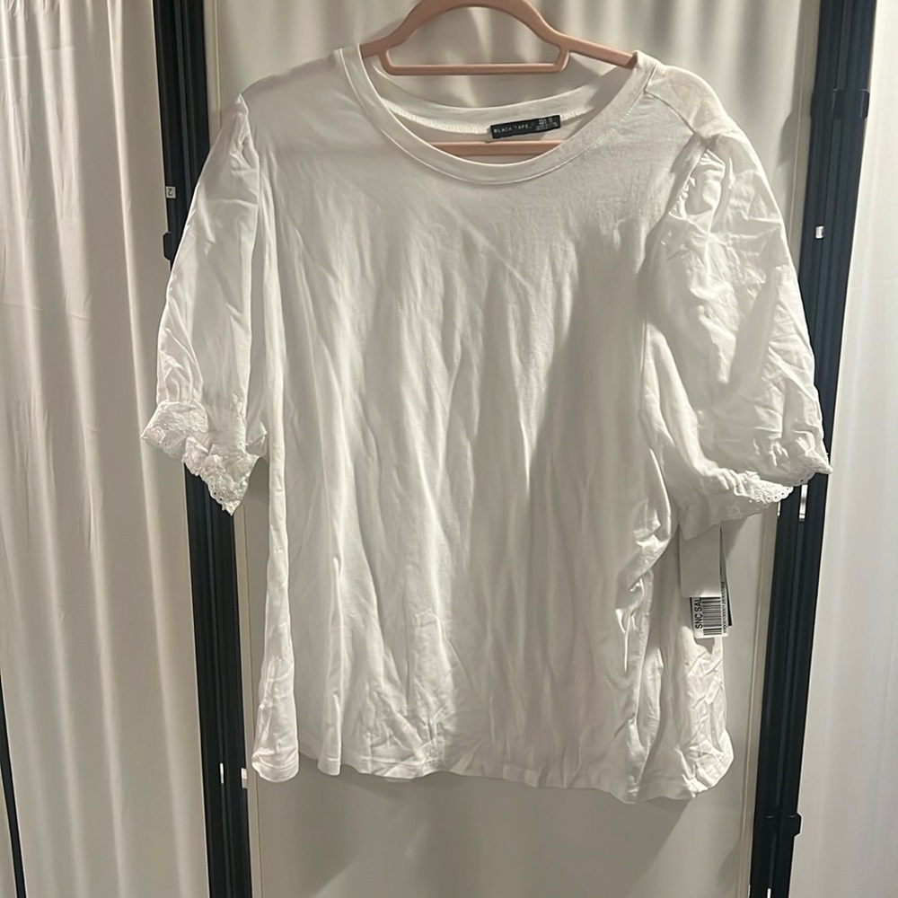 - Black tape henley blouse white